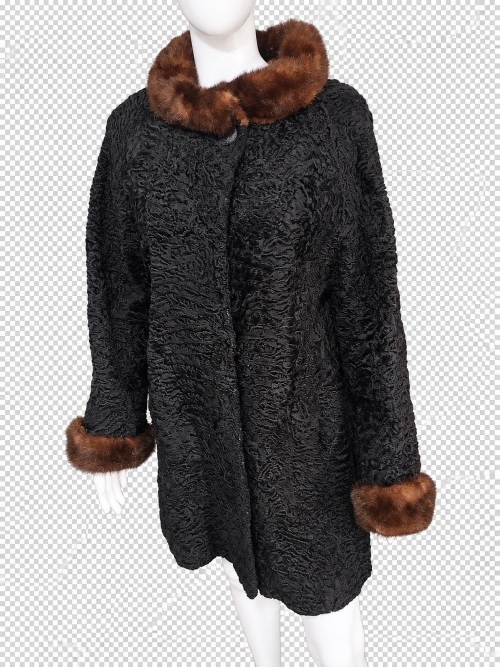 Vintage Reck's Custom Black Lamb Coat W/Mink Collar & Cuffs 🔥🔥🔥